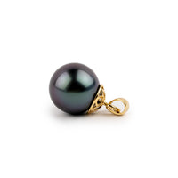 Dark Violet Blue 10.5mm Tahitian Pearl Filigree Pendant