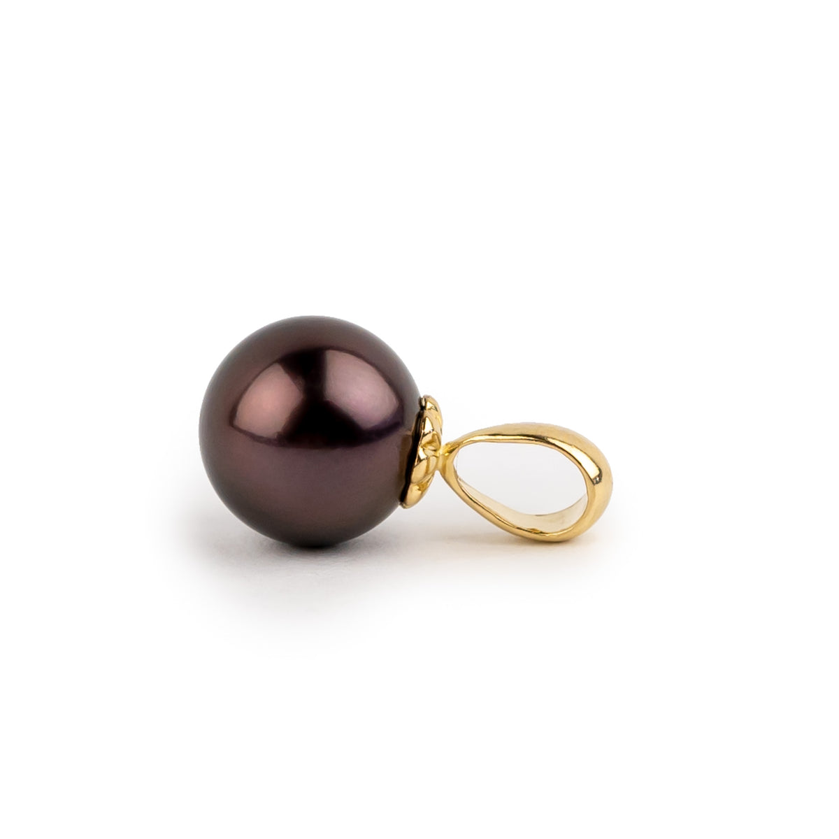 Dark Cherry 10.2mm Tahitian Pearl Pendant on 14K Yellow Gold