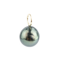 Deep Peacock Green Baroque 10mm Tahitian Pearl Pendant on Gold Filled