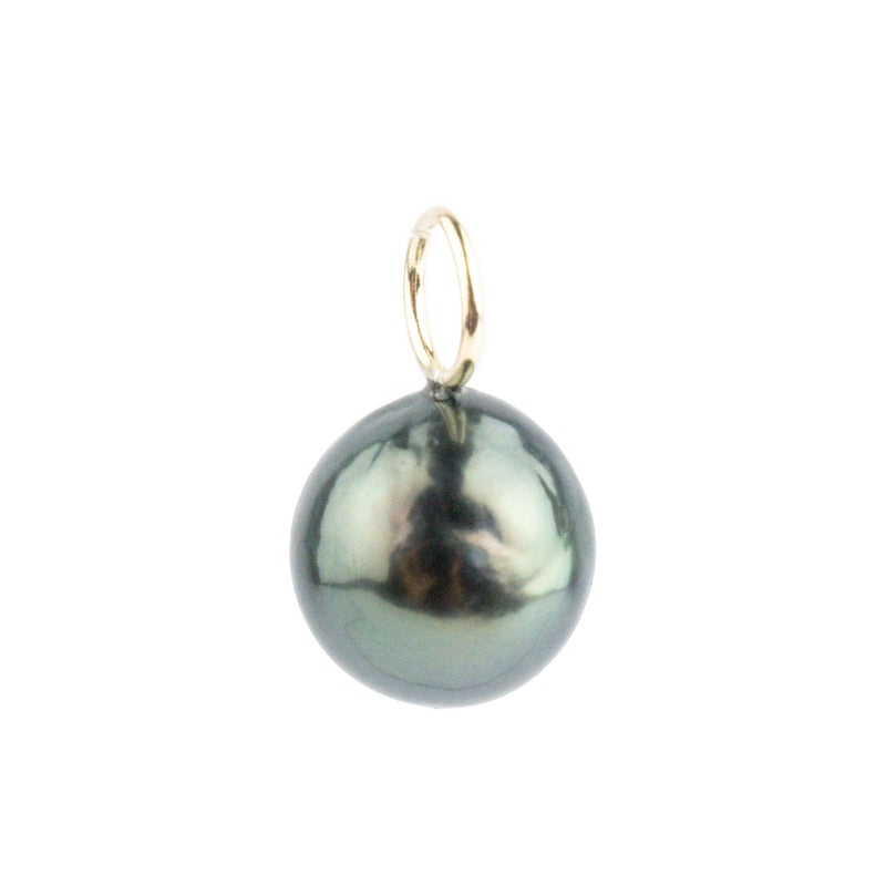 Deep Peacock Green Baroque 10mm Tahitian Pearl Pendant on Gold Filled