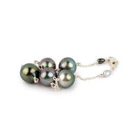 Dark Lavender Green Tahitian Pearl Tin Cup Bracelet on Sterling Silver