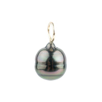 Plum Green Circled 9.6mm Tahitian Pearl Pendant on Gold Filled