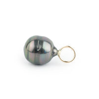 Plum Green Circled 9.6mm Tahitian Pearl Pendant on Gold Filled