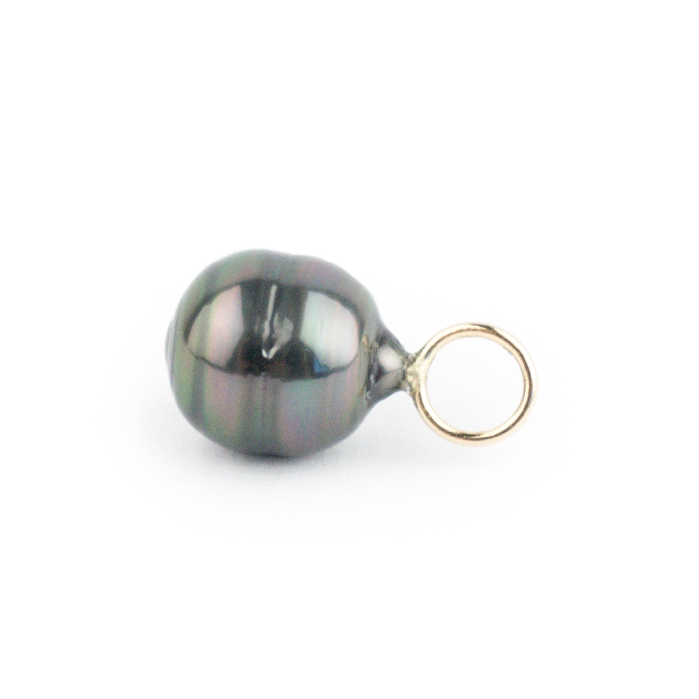 Plum Green Circled 9.6mm Tahitian Pearl Pendant on Gold Filled