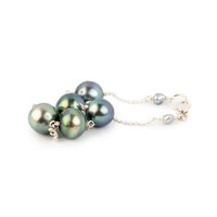 Flashy Sky Blue Tahitian Pearl Tin Cup Bracelet on Sterling Silver