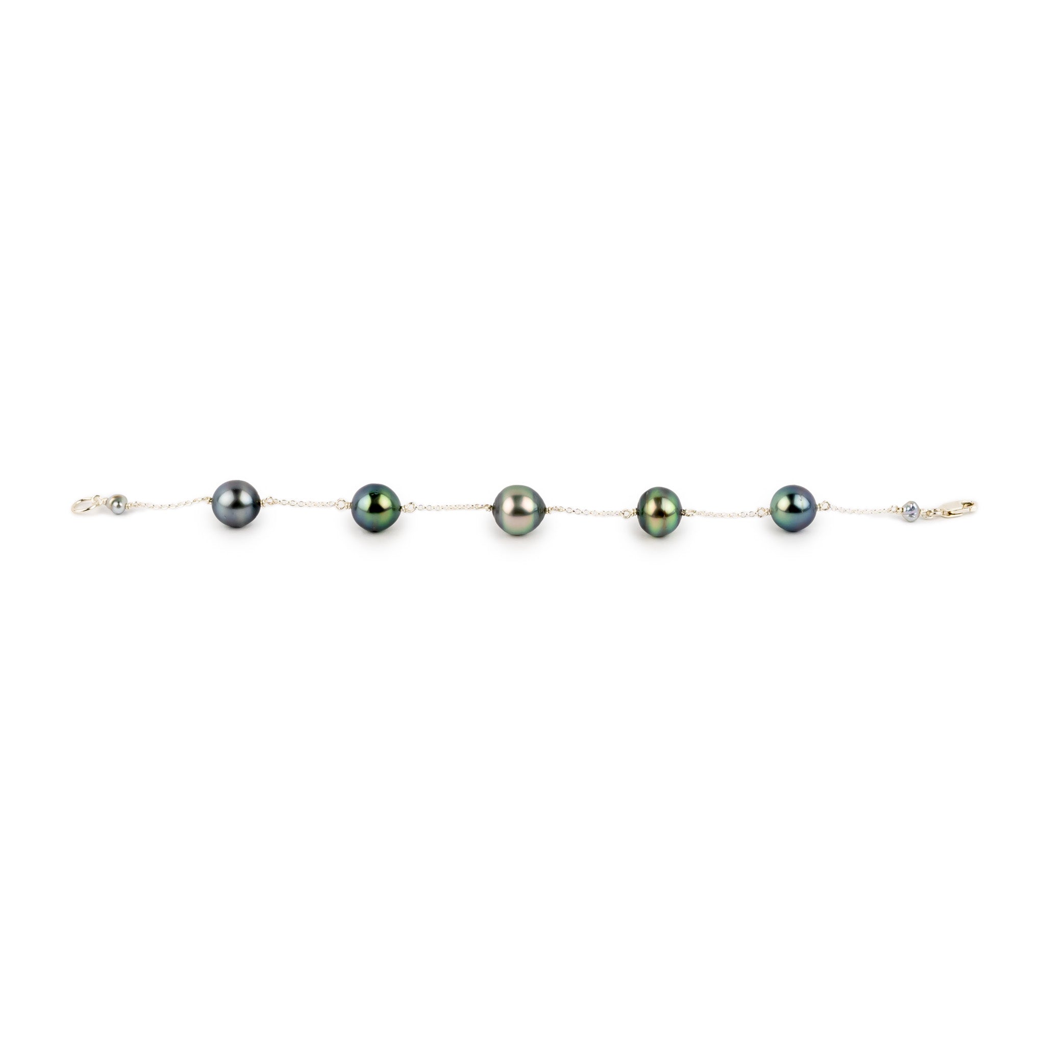 Flashy Sky Blue Tahitian Pearl Tin Cup Bracelet on Sterling Silver