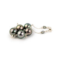 Dazzling Greens Tahitian Pearl Tin Cup Bracelet on Sterling Silver