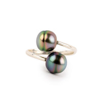 Harmony Double Tahitian Pearl Ring on Sterling Silver