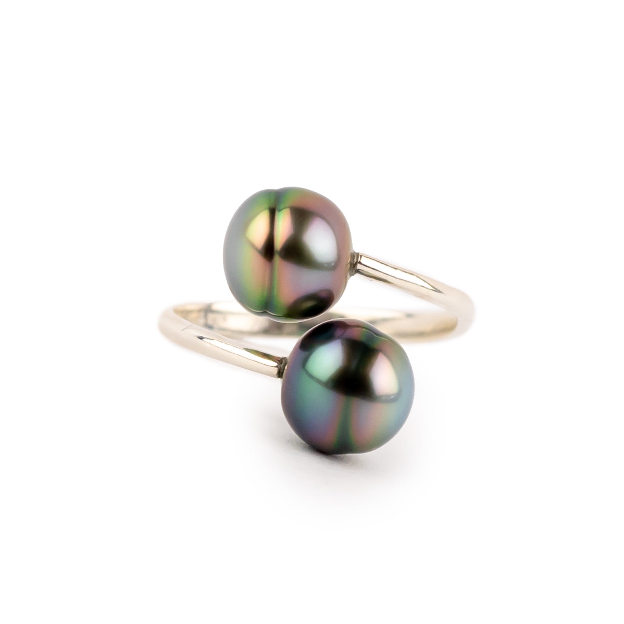 Harmony Double Tahitian Pearl Ring on Sterling Silver