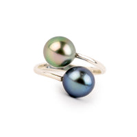 Harmony Double Tahitian Pearl Ring on Sterling Silver