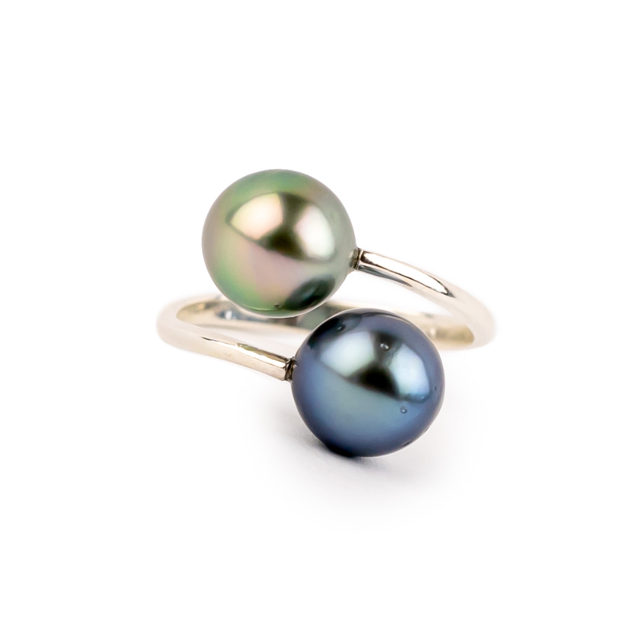 Harmony Double Tahitian Pearl Ring on Sterling Silver