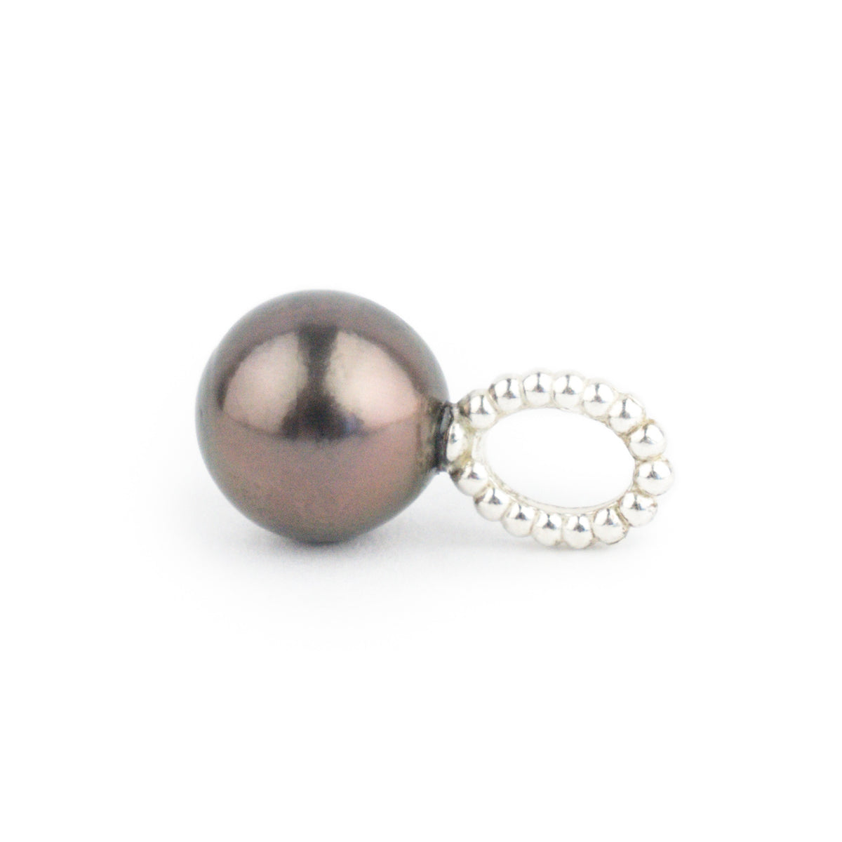 Flashy Aubergine 9.5mm Beaded Tahitian Pearl Pendant on Sterling Silver