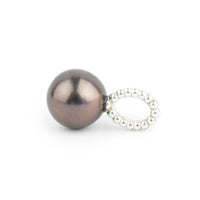Flashy Aubergine 9.5mm Beaded Tahitian Pearl Pendant on Sterling Silver