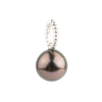 Flashy Aubergine 9.5mm Beaded Tahitian Pearl Pendant on Sterling Silver