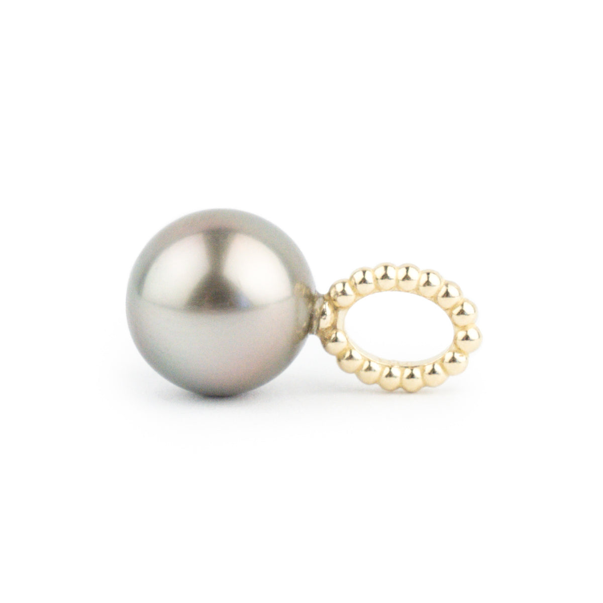 Golden Pink 10mm Beaded Tahitian Pearl Pendant on 14K Yellow Gold
