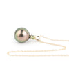 Tahitian Pearl & Peridot Aubergine Green Étoile Necklace on 10K Gold