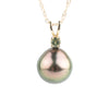 Tahitian Pearl & Peridot Aubergine Green Étoile Necklace on 10K Gold