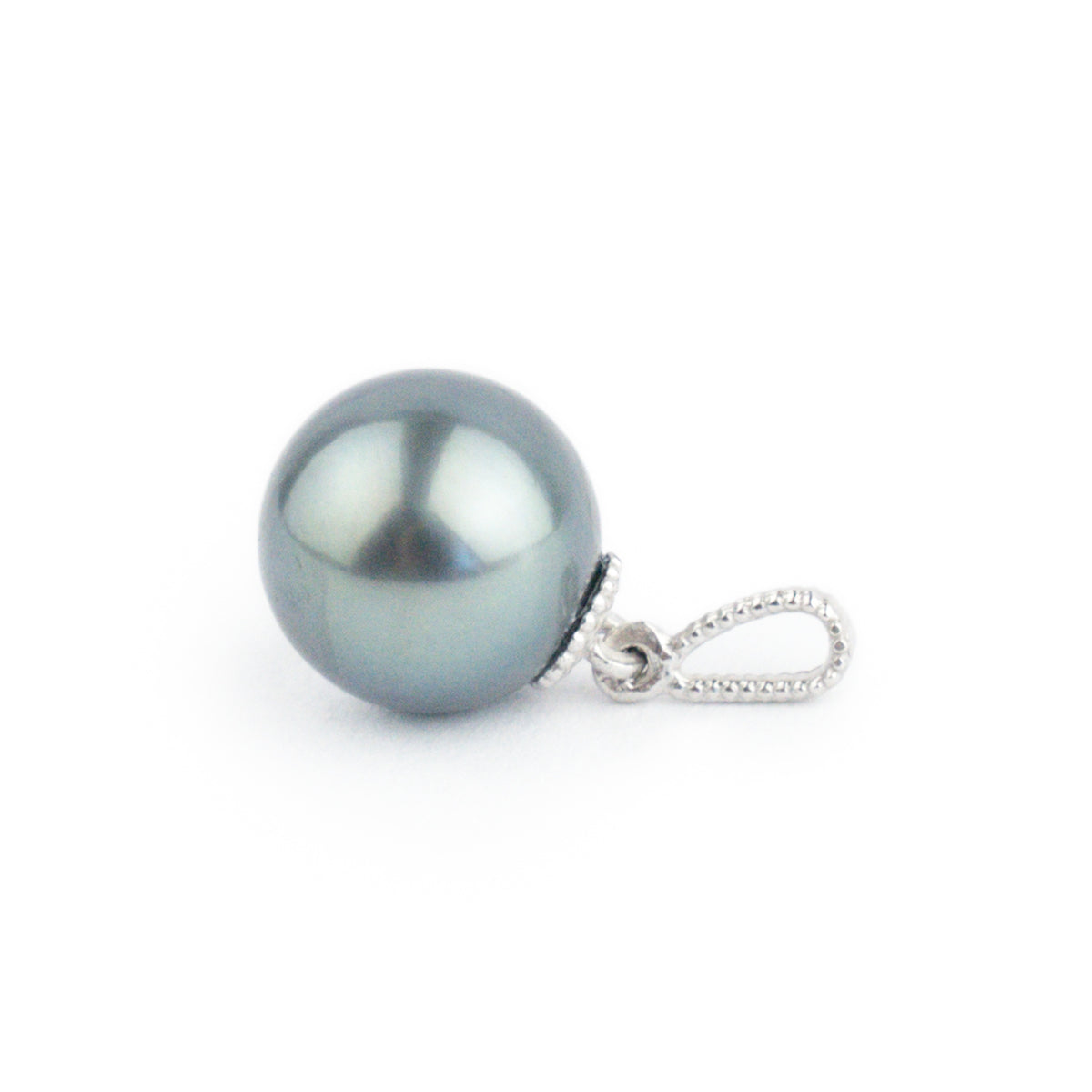 Indigo Green 9mm Tahitian Pearl Mermaid Pendant on 14K White Gold
