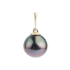 Plum Peacock 9mm Tahitian Pearl Mermaid Pendant on 14K Yellow Gold