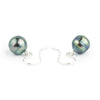 Indigo Green Circled Tahitian Pearl Dangles on Sterling Silver