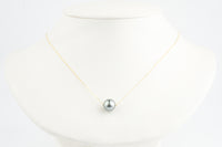 Baby Blue 10mm Pearl Solitaire Necklace on 14K Yellow Gold