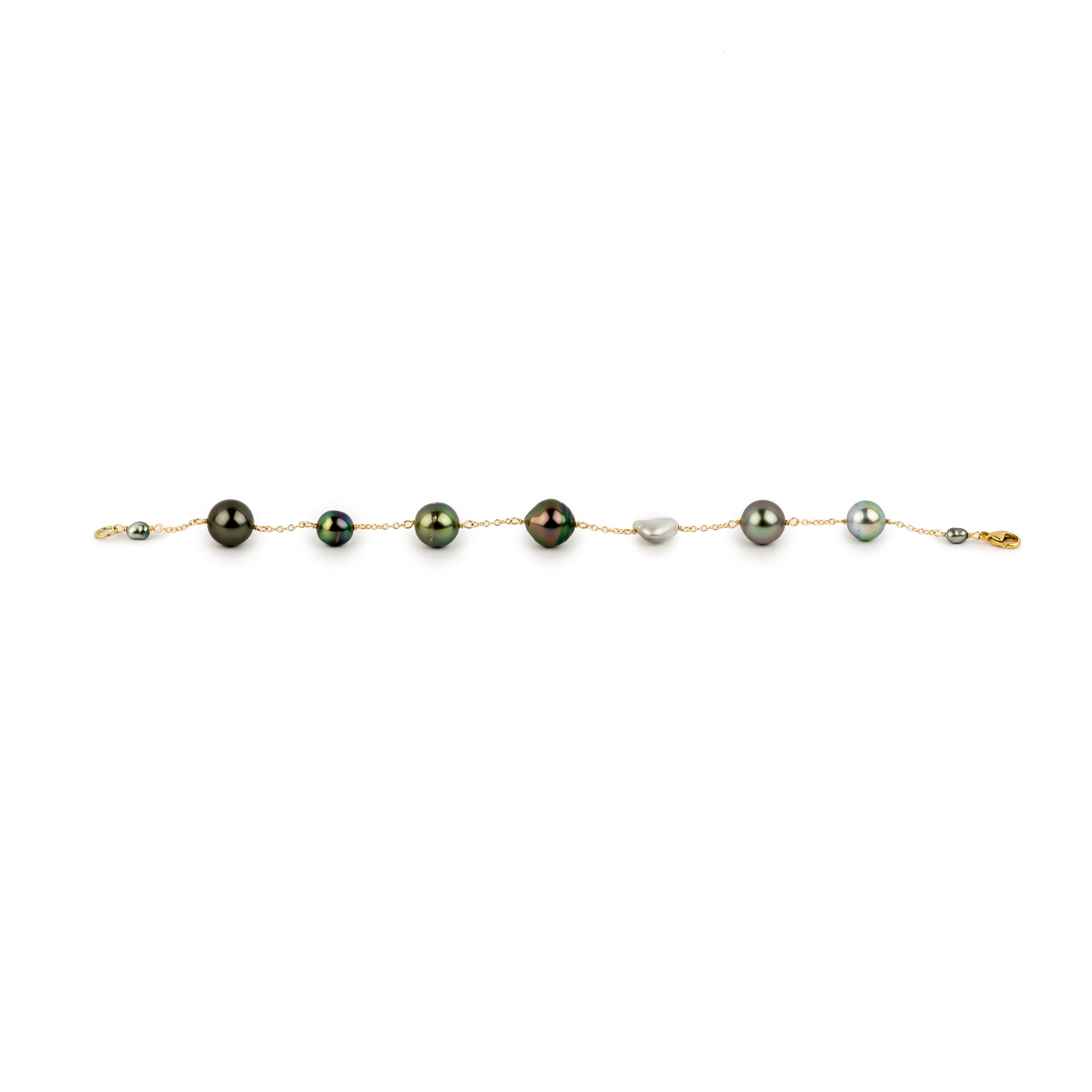 Tahitian Pearl Harvest Tin Cup Bracelet on 14K Yellow Gold