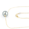 Baby Blue 10mm Pearl Solitaire Necklace on 14K Yellow Gold