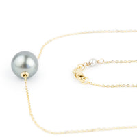 Baby Blue 10mm Pearl Solitaire Necklace on 14K Yellow Gold