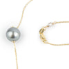 Baby Blue 10mm Pearl Solitaire Necklace on 14K Yellow Gold