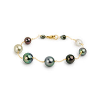 Tahitian Pearl Harvest Tin Cup Bracelet on 14K Yellow Gold