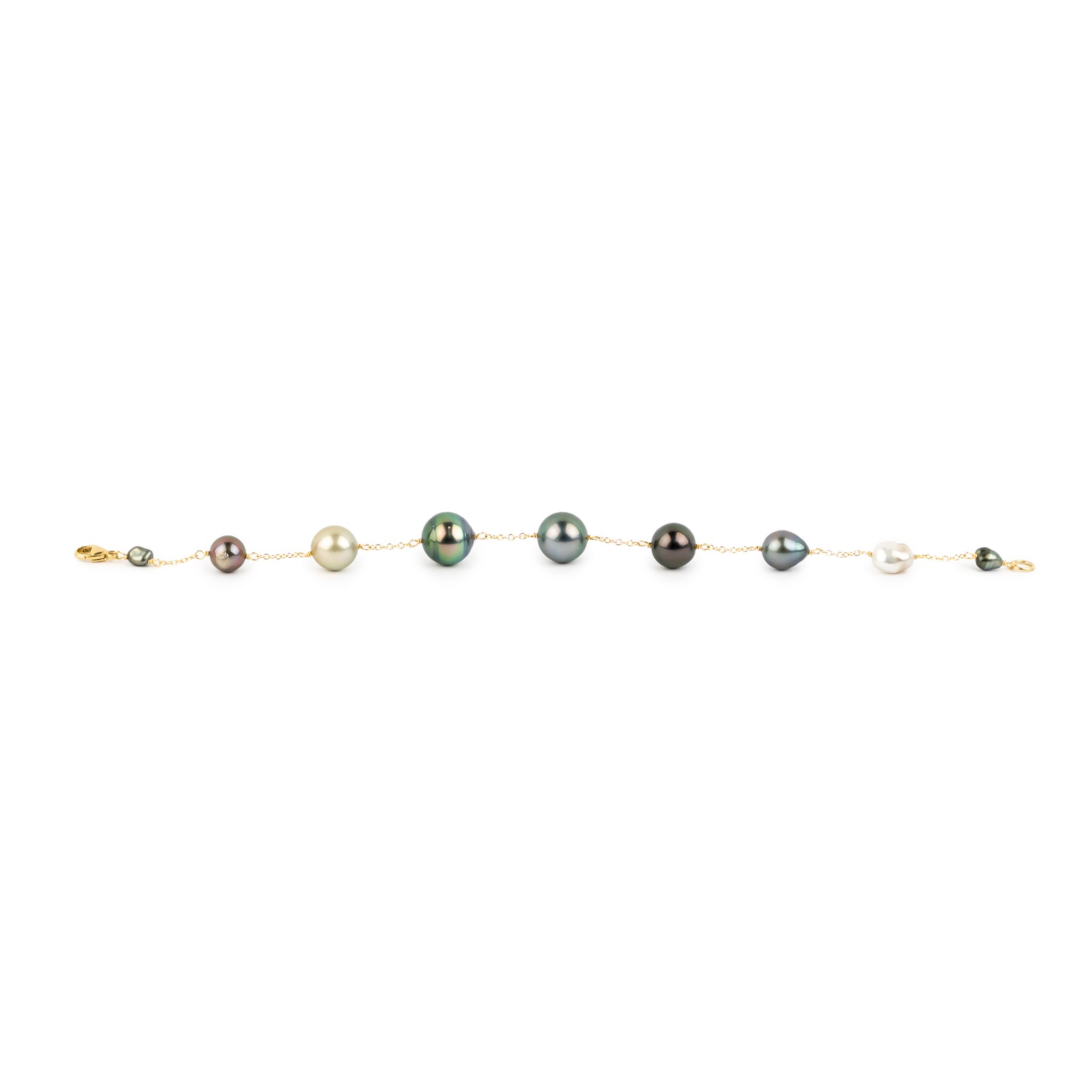 Tahitian Pearl Harvest Tin Cup Bracelet on 14K Yellow Gold