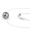 Dark Silvery 10.5mm Tahitian Pearl Solitaire Necklace on 14K White Gold