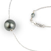 Dark Silvery 10.5mm Tahitian Pearl Solitaire Necklace on 14K White Gold
