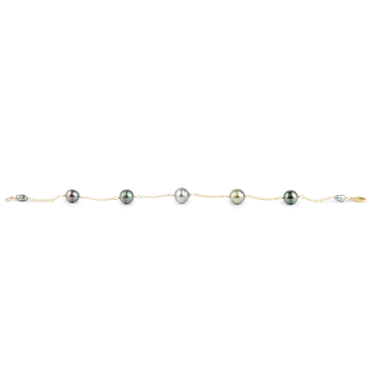 Pink Green Tin-Cup Tahitian Pearl Bracelet on 14/20 Gold Filled