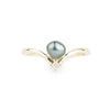 Tahitian Keshi Pearl & Diamond Sunrise Ring
