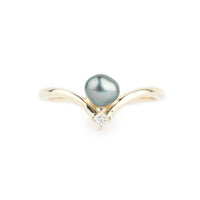 Tahitian Keshi Pearl & Diamond Sunrise Ring