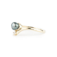 Tahitian Keshi Pearl & Diamond Sunrise Ring