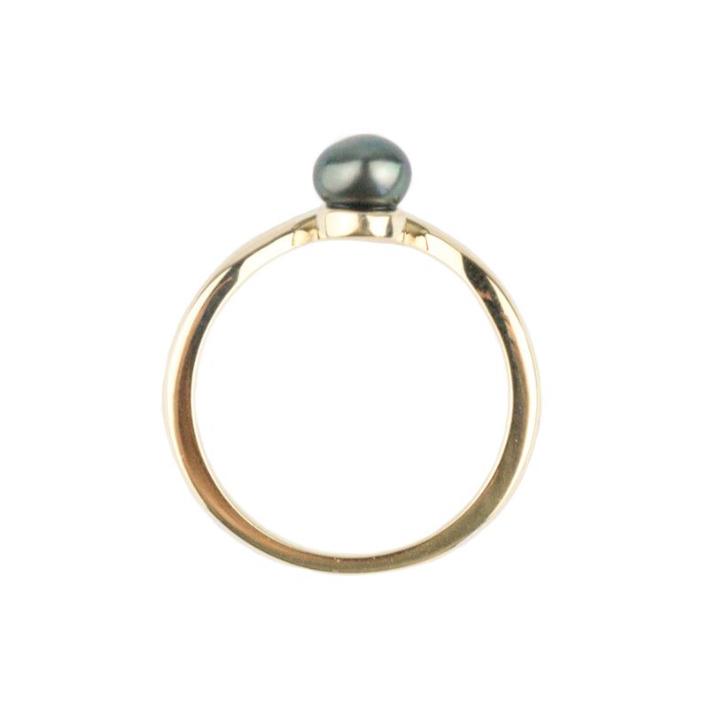 Tahitian Keshi Pearl & Diamond Sunrise Ring