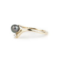 Tahitian Keshi Pearl & Diamond Sunrise Ring