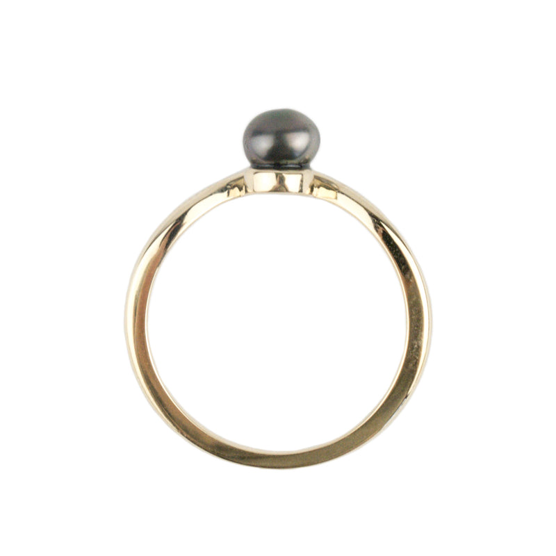 Tahitian Keshi Pearl & Diamond Sunrise Ring
