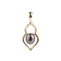 Flashy Purple Keshi Pearl Lotus Pendant on 10K Yellow Gold