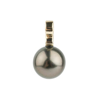 Aubergine Green 10mm Tahitian Pearl Infinity Pendant on 14K Yellow Gold