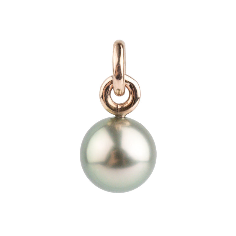 Seafoam Green 10.6mm Tahitian Pearl Rava Pendant on 14K Rose Gold