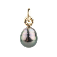 Flashy Plum Peacock Baroque 10.2mm Tahitian Pearl Rava Pendant on 14K Yellow Gold