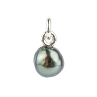 Indigo Green Baroque 10.5mm Tahitian Pearl Rava Pendant on Sterling Silver