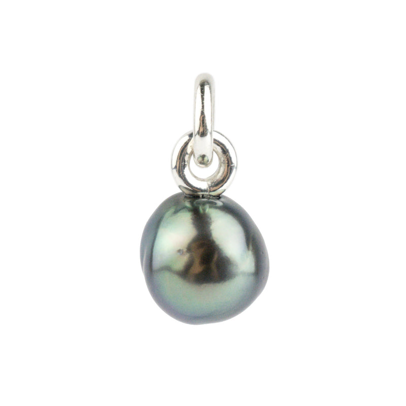 Indigo Green Baroque 10.5mm Tahitian Pearl Rava Pendant on Sterling Silver