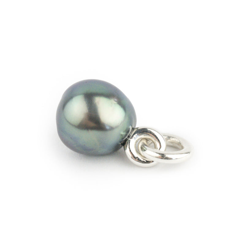 Indigo Green Baroque 10.5mm Tahitian Pearl Rava Pendant on Sterling Silver