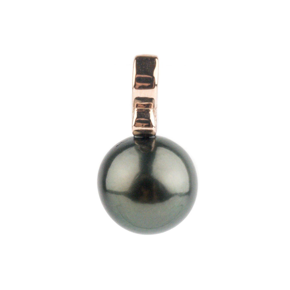 Forest Green 9.9mm Tahitian Pearl Infinity Pendant on 14K Rose Gold