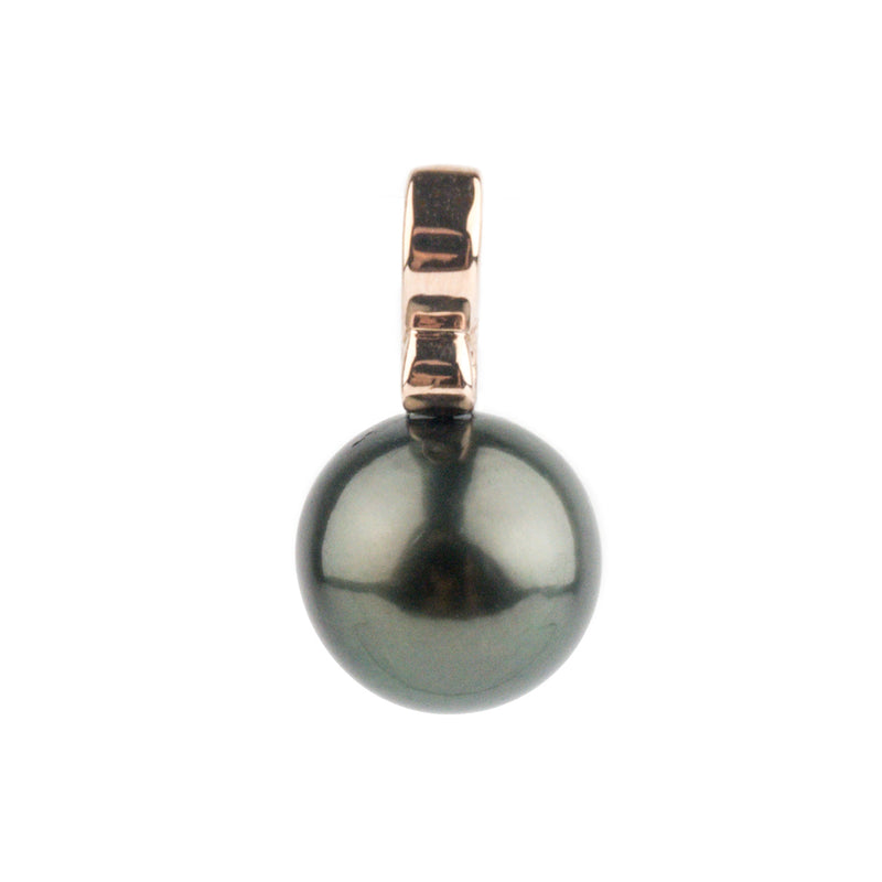 Forest Green 9.9mm Tahitian Pearl Infinity Pendant on 14K Rose Gold