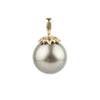 Light Green 10.1mm Tahitian Pearl Marguerite Pendant on 14K Yellow Gold